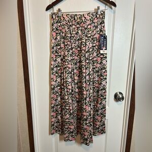 Chris Kellogg Floral Maxi Skirt in Pink and Black - Size 10 NWT